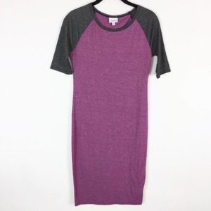 LuLaRoe Dress Size XXS Julia Purple Gray Heathered Soft Knee Length Pencil